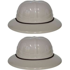 2x stuks plastic safari thema verkleed helm voor volwassenen