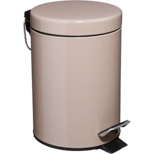 5Five Prullenbak - pedaalemmer - taupe - metaal - 3 L - 17 x 25 cm - Voor badkamer en toilet