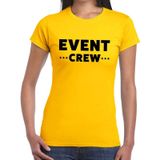Personeel t-shirt geel met event crew bedrukking voor dames