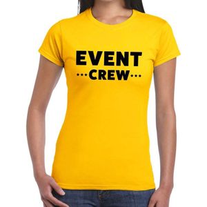 Personeel t-shirt geel met event crew bedrukking voor dames