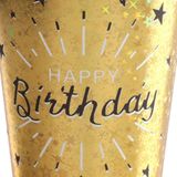 Santex Verjaardag feest bekertjes happy birthday - 10x - goud - karton - 270 ml