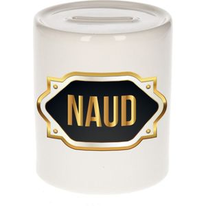 Naud naam / voornaam kado spaarpot met embleem
