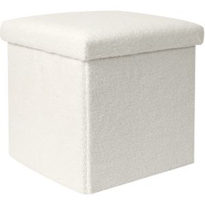 Home Deco Factory Poefje opvouwbaar - opbergbox - wit - 38 x 38 cm