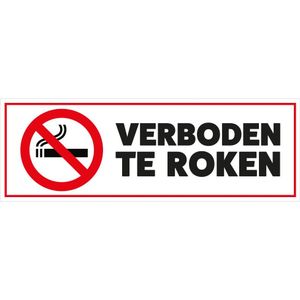 Sticker verboden te roken 6.5 x 19.6 cm rechthoek