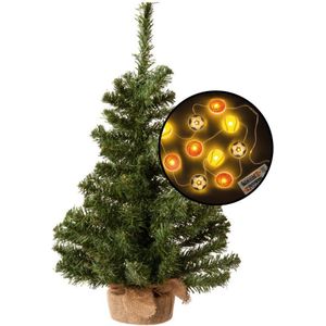 Mini kerstboom - groen - met sport thema verlichting - H60 cm