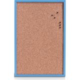 Prikbord incl. 25x punaises gekleurd - 40 x 60 cm - blauw - kurk