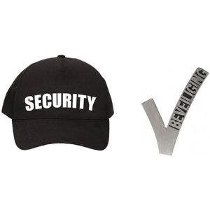 Verkleed security pet / cap zwart met beveiligingsspeldje voor kinderen