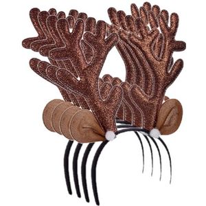 6x stuks kerst diadeems/haarbanden rendier gewei bruin 28 cm - Kerstaccessoires/tiara/diademen