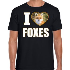 I love foxes foto shirt zwart voor heren - cadeau t-shirt vossen liefhebber