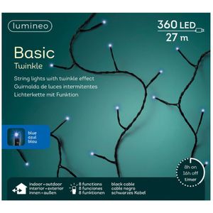 LED twinkle buitenverlichting blauw met timer 32 meter