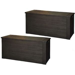 2x Tuinkussen box hout motief 120 cm