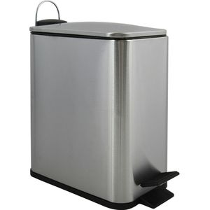 Spirella Pedaalemmer Paris - zilver - 5 liter - metaal - L28 x B14 x H29 cm - soft-close - toilet/badkamer