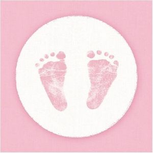 60x Servetten baby voetjes print meisje roze/wit 3-laags