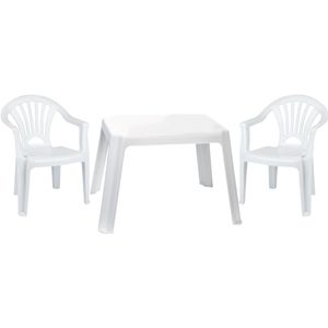 Plasticforte - Kinder Meubel Set - Tafel en 2 Stoelen - Wit - Kunststof