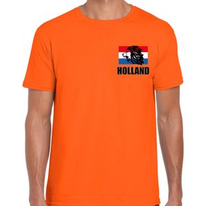 Oranje EK/ WK fan shirt / kleding Hollland brullende leeuw embleem borst voor heren