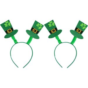 Sint Patricksday verkleed Tiara/diadeem - 2x - Shamrock hoedjes - groen - volwassenen