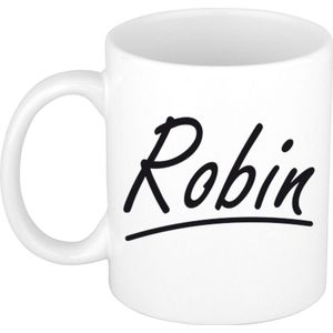 Robin voornaam kado beker / mok sierlijke letters - gepersonaliseerde mok met naam