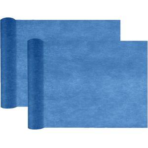 Santex Tafelloper op rol - 2x - polyester - donkerblauw - 30 cm x 10 m