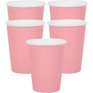 Santex feest bekertjes - 30x - roze - papier/karton - 270 ml