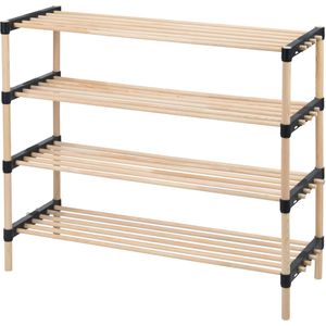 H&S Collection Schoenenrek - 4-laags - Hout - 76 X 28 X 59 cm