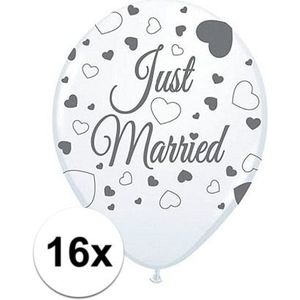 Just Married versiering balonnen 16 st