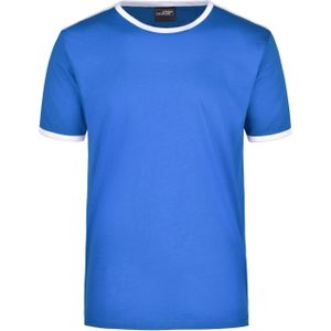 Basic ringer t-shirt blauw met wit voor heren