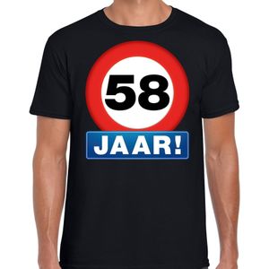 58e verjaardag stopbord shirt / kleding 58 jaar zwart voor heren