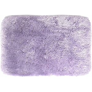 Spirella badkamer vloer kleedje/badmat tapijt - hoogpolig en luxe uitvoering - lila paars - 40 x 60 cm - Microfiber