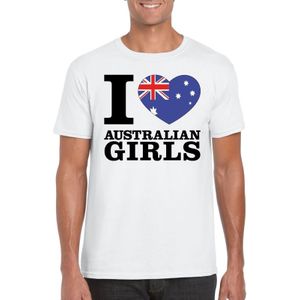 Wit I love Australian girls/ I love Australische dames t-shirt voor heren