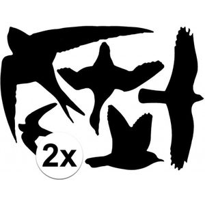 2x Zwarte raamstickers met vogels 33 x 23 cm