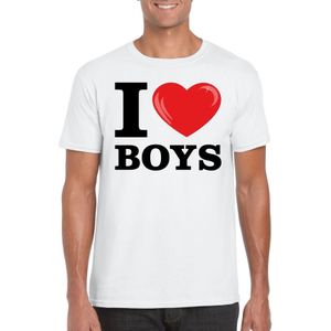 Wit I love boys homo t-shirt heren