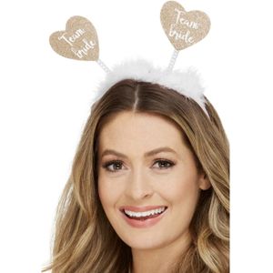 Smiffys Diadeem/tiara Team Bride - 4x - wit/goud - polyester - 25 x 25 cm - vrijgezellenfeest