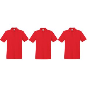 3-Pack maat XL rood poloshirt premium van katoen voor heren