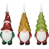 Christmas Decoration kersthanger gnomeds/dwergen-2x -kunststof -12,5 cm