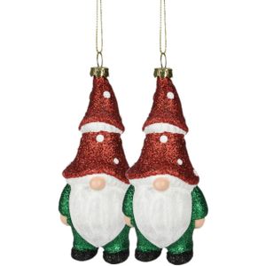 Christmas Decoration kersthanger gnomeds/dwergen-2x -kunststof -12,5 cm