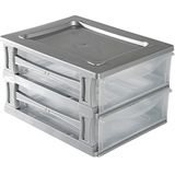 Hega Hogar Ladeblokje/bureau organizer 2x lade - grijs/transparant - L26 x B35 x H20 cm - kunststof