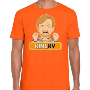 Oranje verkleed t-shirt Koningsdag - kingky - heren