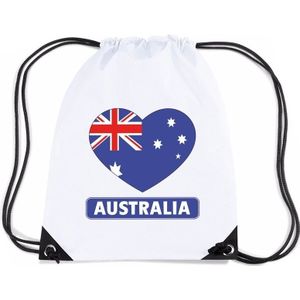 Nylon sporttas Australie hart vlag wit
