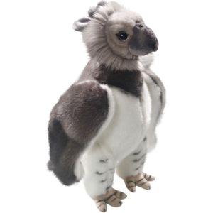 Carl Dick Pluche Harpij Roofvogel Knuffel - 28 cm - Grijs - Kuif Arend/Havik Knuffel Voor Kinderen