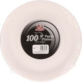 100x Witte bordjes van karton rond 23 cm