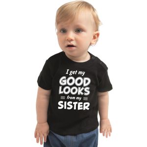 I get my good looks from my sister cadeau t-shirt zwart voor peuter / kinderen - jongen / meisje 92