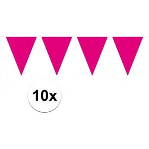 10x vlaggenlijnen magenta roze kleurig 10 m