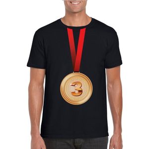 Winnaar bronzen medaille shirt zwart heren