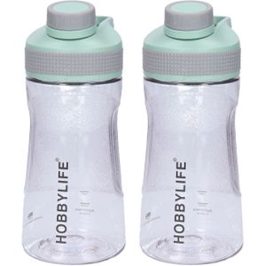 B-Home 2x Waterfles / drinkfles / sportfles Aquamania - mintgroen - 530 ml - kunststof - bpa vrij