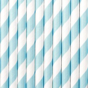 Drinkrietjes - papier - 20x - strepen wit/blauw - 19,5 cm - rietjes