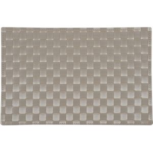 6x Rechthoekige onderleggers/placemats voor borden taupe gevlochten 30 x 43 cm