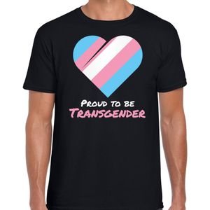 T-shirt proud to be transgender pride vlag hartje zwart voor heren - LHBT kleding / outfit