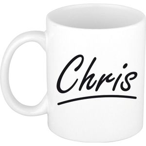 Chris voornaam kado beker / mok sierlijke letters - gepersonaliseerde mok met naam