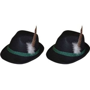 2x Zwarte bierfeest/oktoberfest hoed verkleed accessoire voor dames/heren