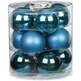 36x stuks glazen kerstballen diep blauw 8 cm glans en mat